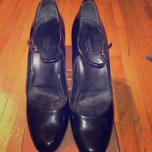 Gucci Black Patent Leather Mary Jane Heels
